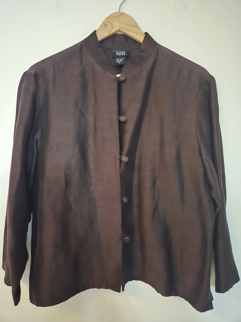 EILEEN FISHER Egg Plant Mandarin Collar Jacket